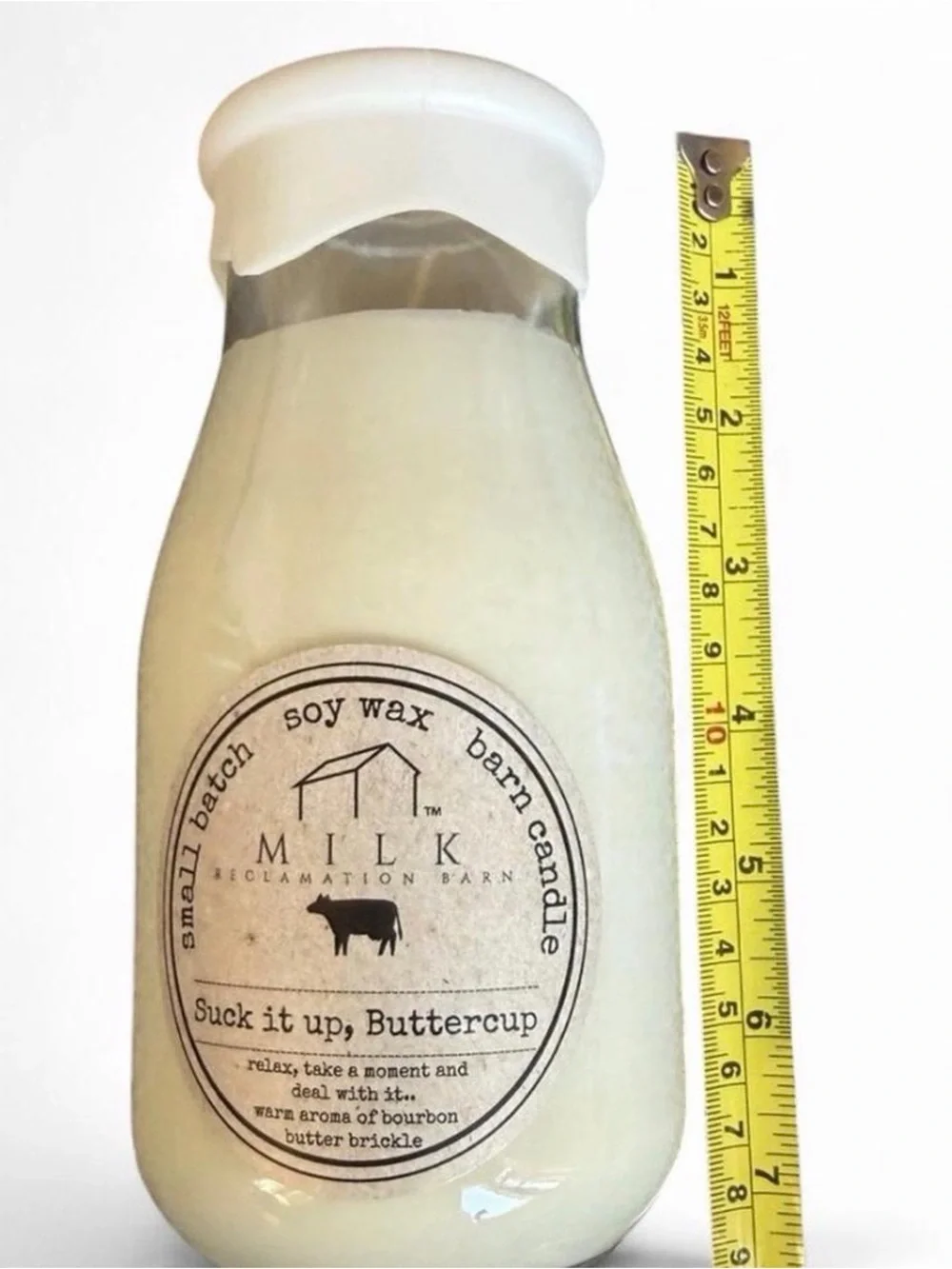 Farmhouse Milk Bottle Candle Reclamation Barn Milk “Suck it Up Buttercup” 13 oz